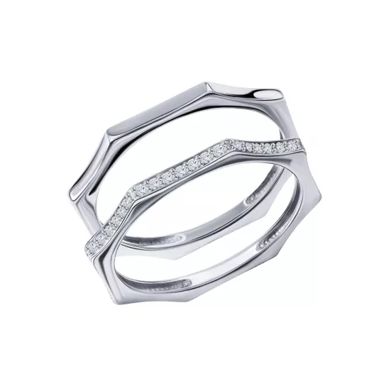 Серебряное кольцо 925, женское, с фианитом, размер 18.5