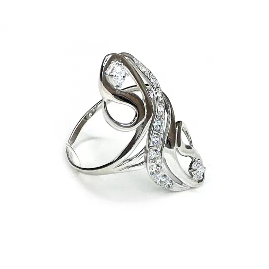 Серебряное кольцо 925, женское, с фианитом, размер 19.5