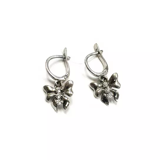 Серьги с фианитом из серебра