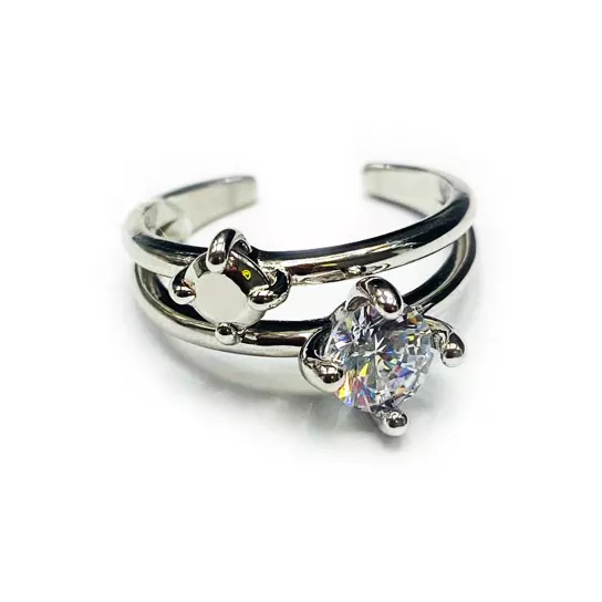 Серебряное кольцо 925, женское, с фианитом, размер 17