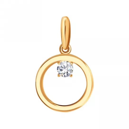 Золотая подвеска 585, женская, с фианитом