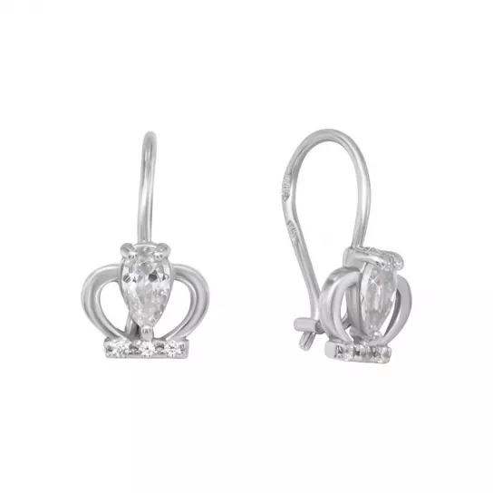 Серьги детские с фианитом из серебра