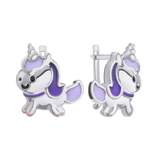 Серебряные серьги 925, детские, с эмалью