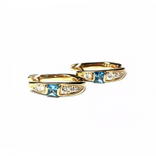 Золотые серьги 585, женские, с фианитом и топазом