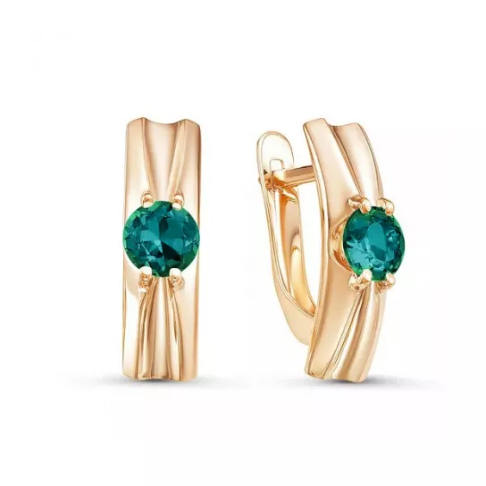 Золотые серьги 585, женские, с кварцем