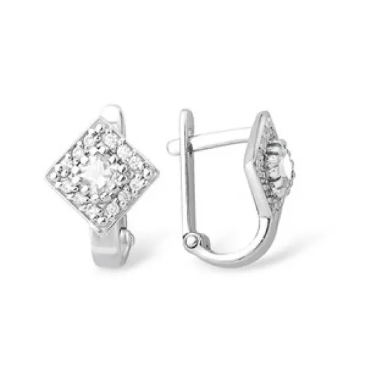Серебряные серьги 925, женские, с фианитом