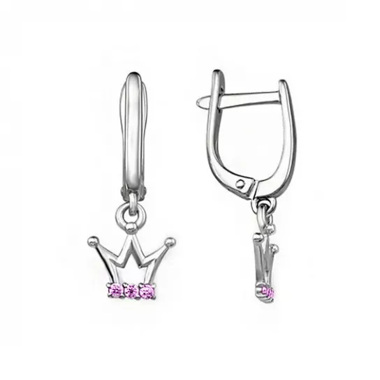 Серьги детские с фианитом из серебра