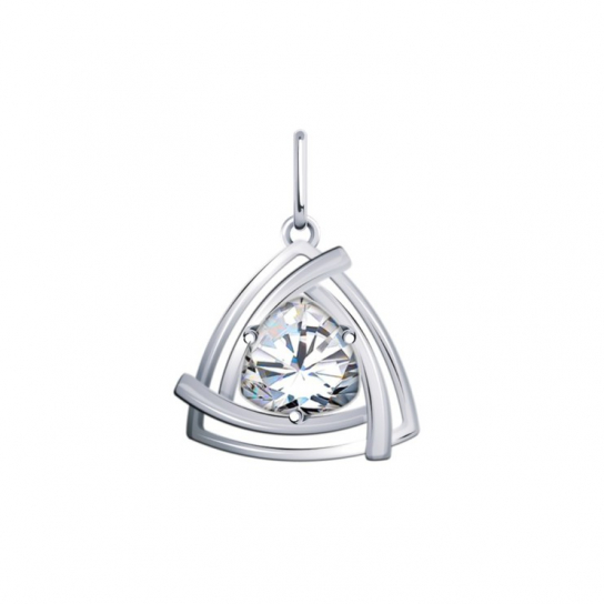 Серебряная подвеска 925, женская, с фианитом