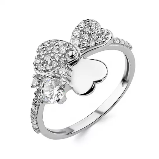 Серебряное кольцо 925, женское, с фианитом, размер 16