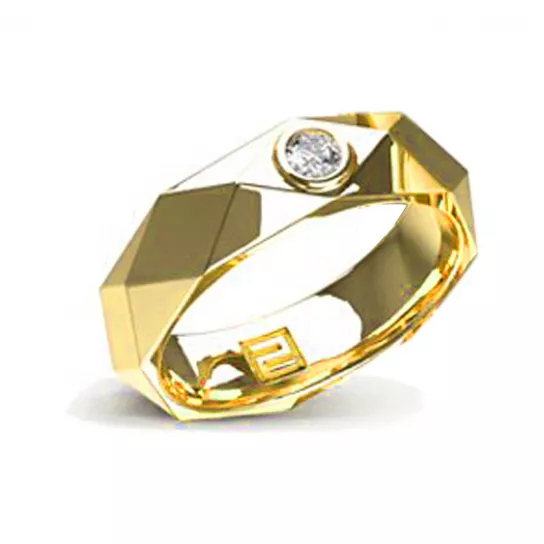 Золотое кольцо 585, с бриллиантом, размер 17