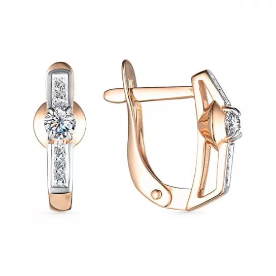 Серьги с фианитом из золота