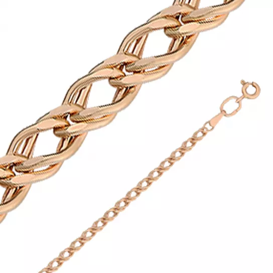 браслет 585, плетение двойной ромб пустотелый, длина 18 см