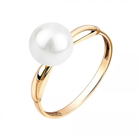 Золотое кольцо 585, женское, с жемчугом, размер 18