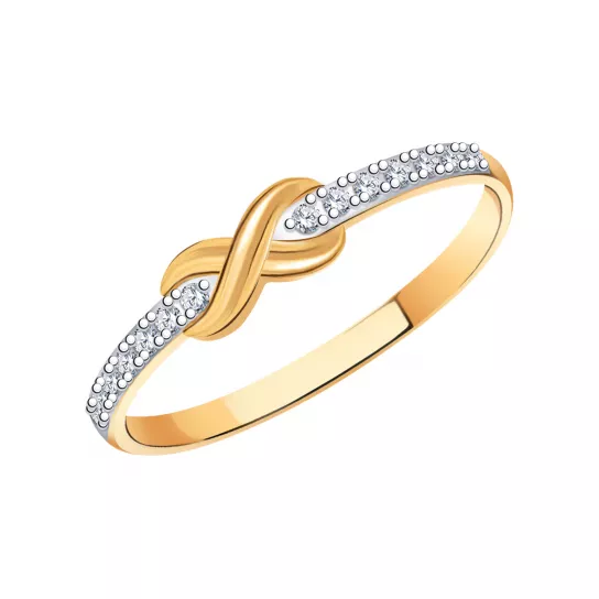 Золотое кольцо 585, женское, с фианитом, размер 17.5