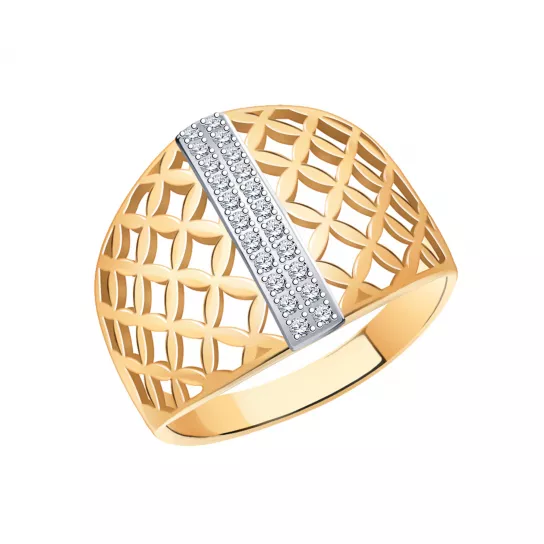 Золотое кольцо 585, женское, с фианитом, размер 20