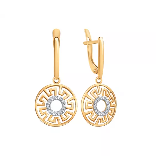 Золотые серьги 585, женские, с фианитом