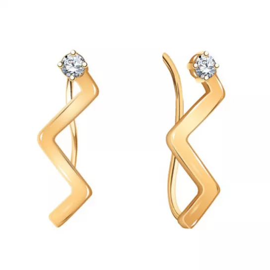 Серьги-кафы с фианитом из золота