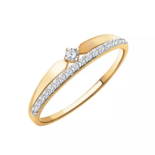 Золотое кольцо 585, женское, размер 17.5