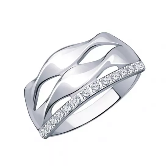 Серебряное кольцо 925, женское, с фианитом, размер 18