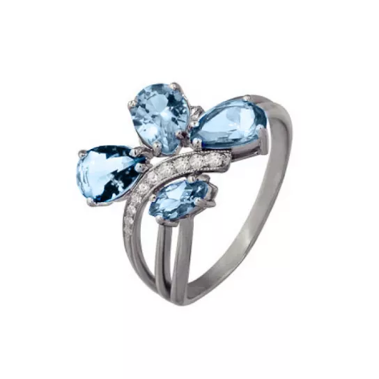 Серебряное кольцо 925, женское, с фианитом и шпинелью, размер 19.5