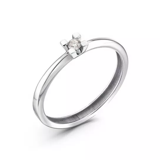 Золотое кольцо 585, женское, с бриллиантом, размер 16.5