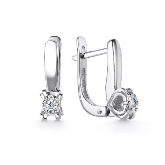 Золотые серьги 585, женские, с бриллиантом