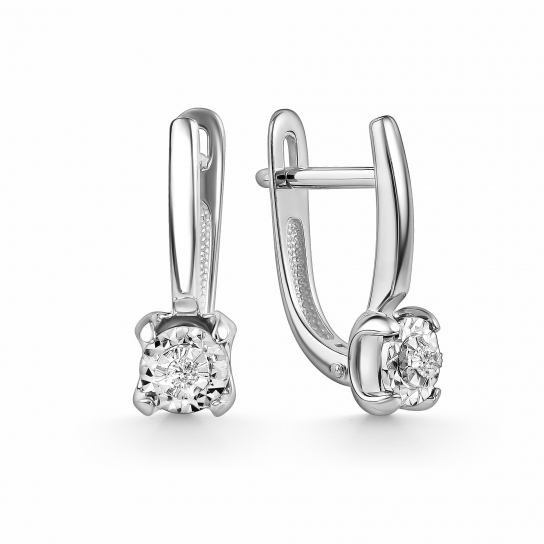 Золотые серьги 585, женские, с бриллиантом
