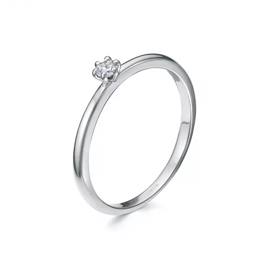 Золотое кольцо 585, женское, с бриллиантом, размер 15.5