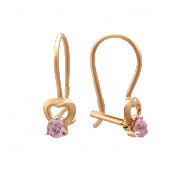 Серьги детские с фианитом из золота