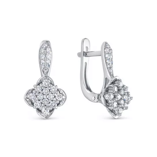 Золотые серьги 585, женские, с бриллиантом