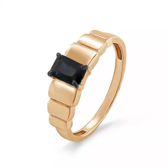 Золотое кольцо 585, женское, с сапфиром, размер 18.5
