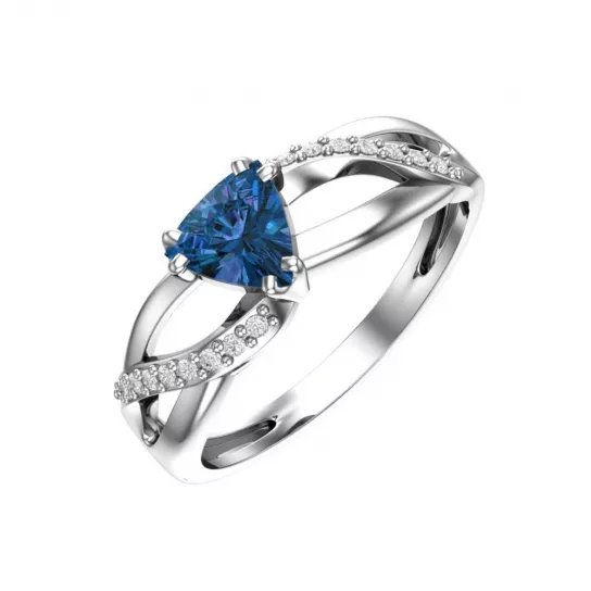 Серебряное кольцо 925, женское, с кварцем и фианитом, размер 18