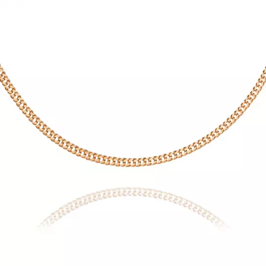 Золотая цепочка 585 на шею, плетение двойной ромб, длина 45 см, цвет красное золото