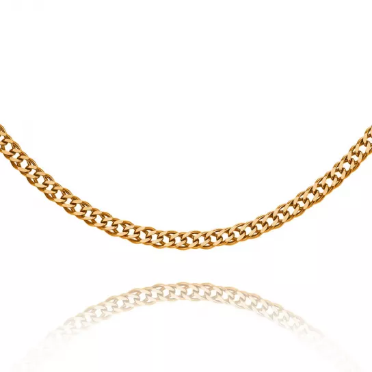 Золотая цепочка 585 на шею, плетение двойной ромб, длина 45 см, цвет красное золото