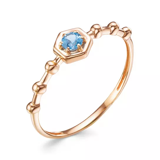 Золотое кольцо 585, женское, с топазом, размер 16.5