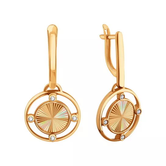 Золотые серьги 585, женские, с фианитом