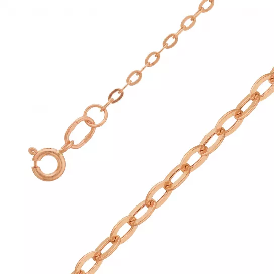 Золотая цепочка 585 на шею, плетение якорное пустотелое, длина 50 см, цвет красное золото