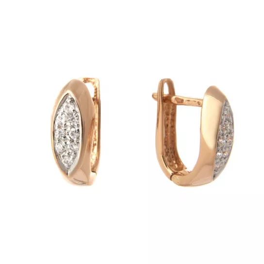 Золотые серьги 585, женские, с фианитом