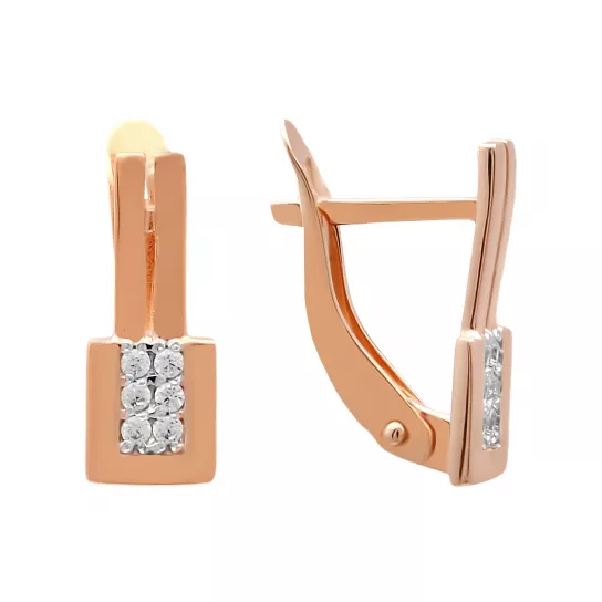 Золотые серьги 585, женские, с фианитом