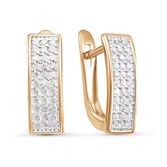 Золотые серьги 585, женские, с фианитом