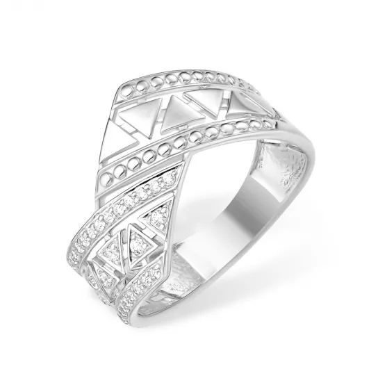 Серебряное кольцо 925, женское, с фианитом, размер 18.5