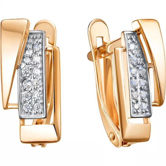 Золотые серьги 585, женские, с фианитом