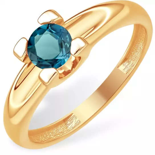 Золотое кольцо 585, женское, с топазом, размер 17