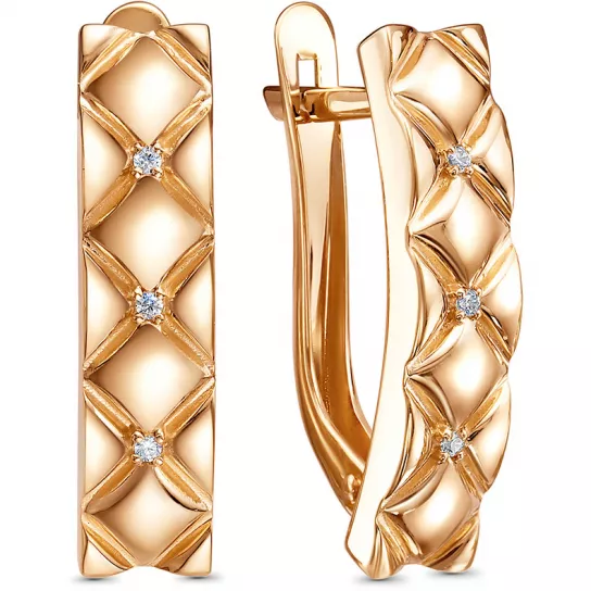 Золотые серьги 585, женские, с фианитом