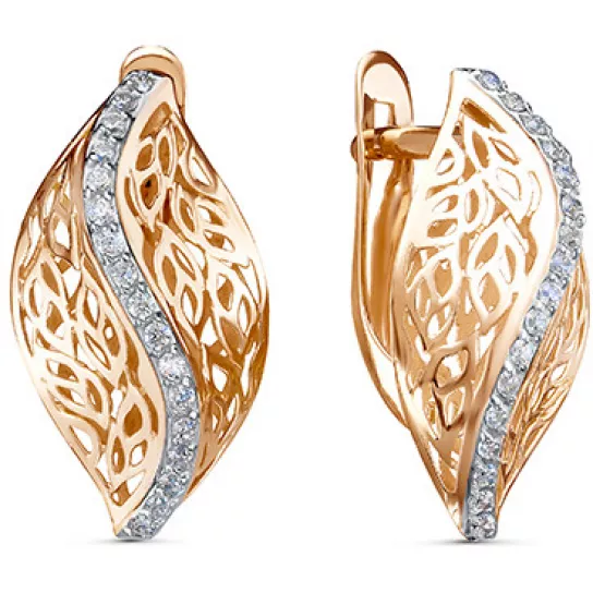 Золотые серьги 585, женские, с фианитом