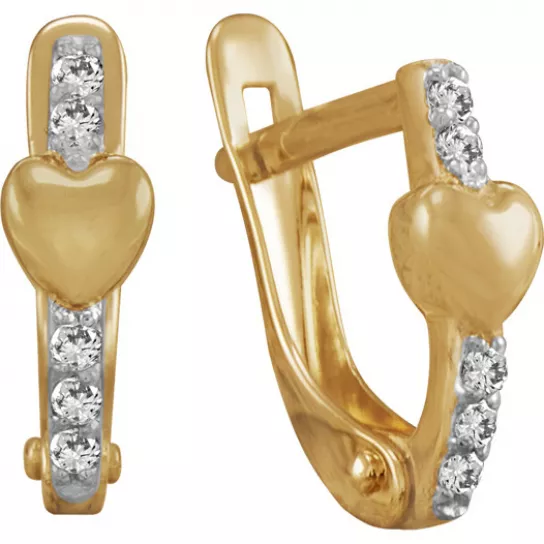 Золотые серьги 585, женские, с фианитом