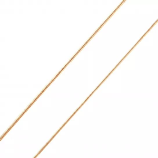 Золотая цепочка 585 на шею, плетение снейк, длина 45 см, цвет красное золото