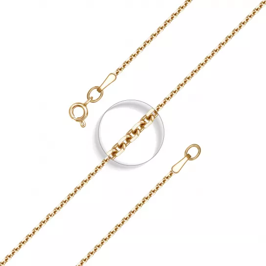 Золотая цепочка 585 на шею, плетение якорное, длина 40 см, цвет красное золото