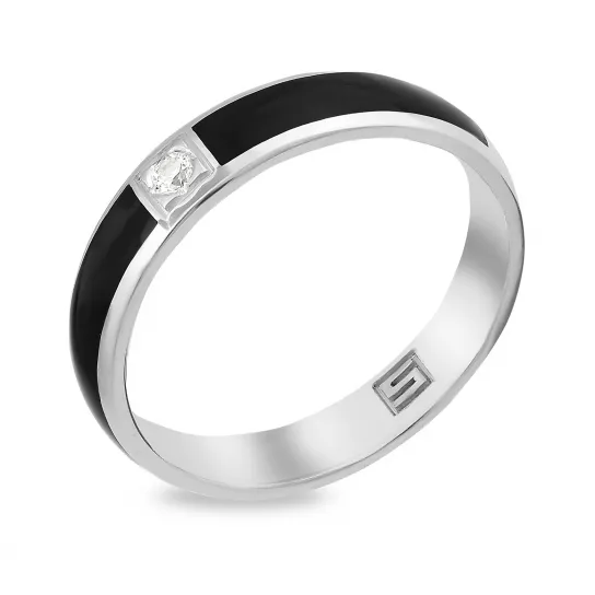 Серебряное обручальное кольцо 925, с фианитом, размер 19.8