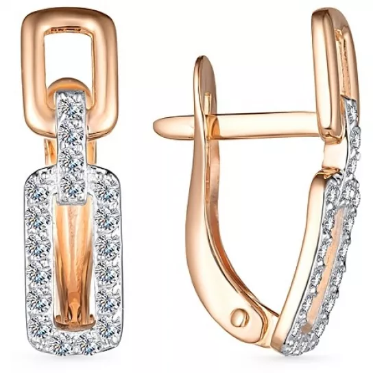 Золотые серьги 585, женские, с фианитом